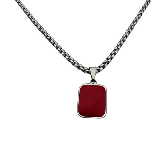 Red Stone Geometric Necklace