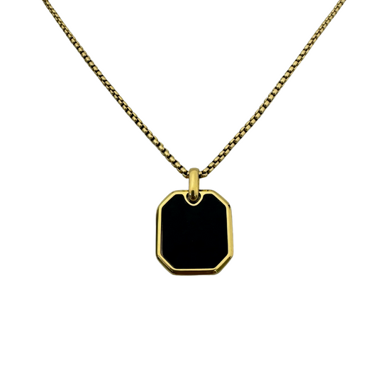 Black Stone Geometric Necklace