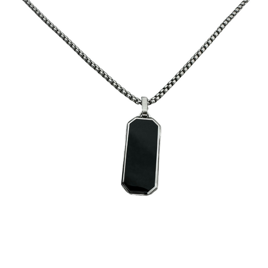 Black Stone Geometric Necklace