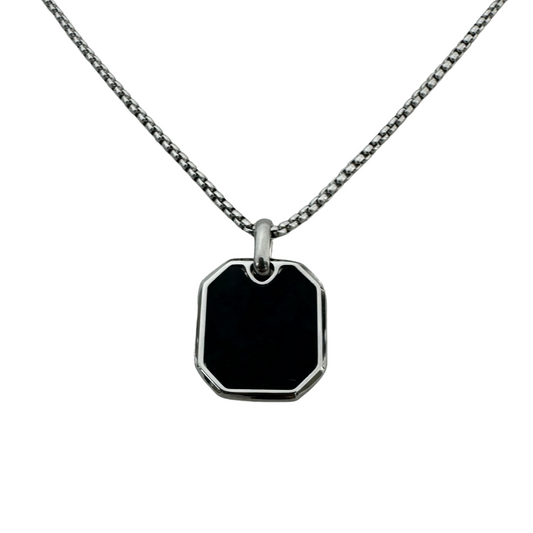 Black Stone Geometric Necklace