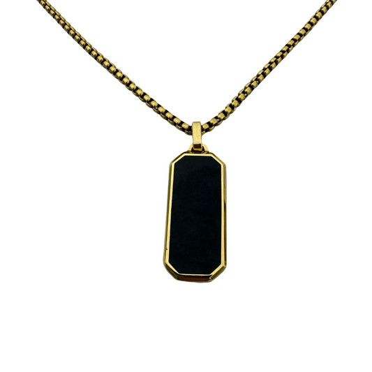 Black Stone Geometric Necklace