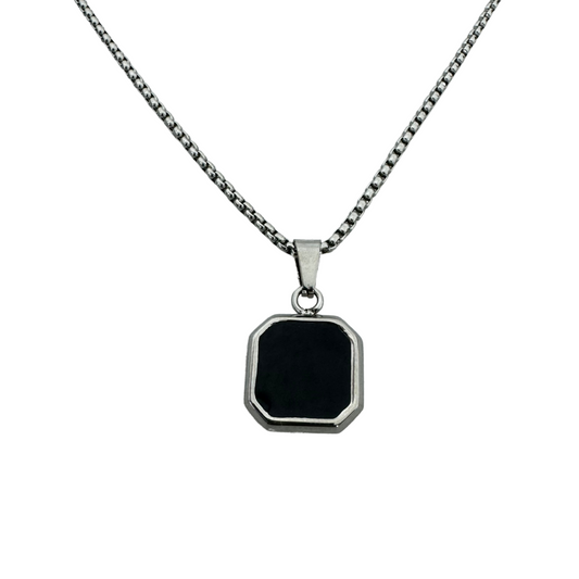 Black Stone Geometric Necklace