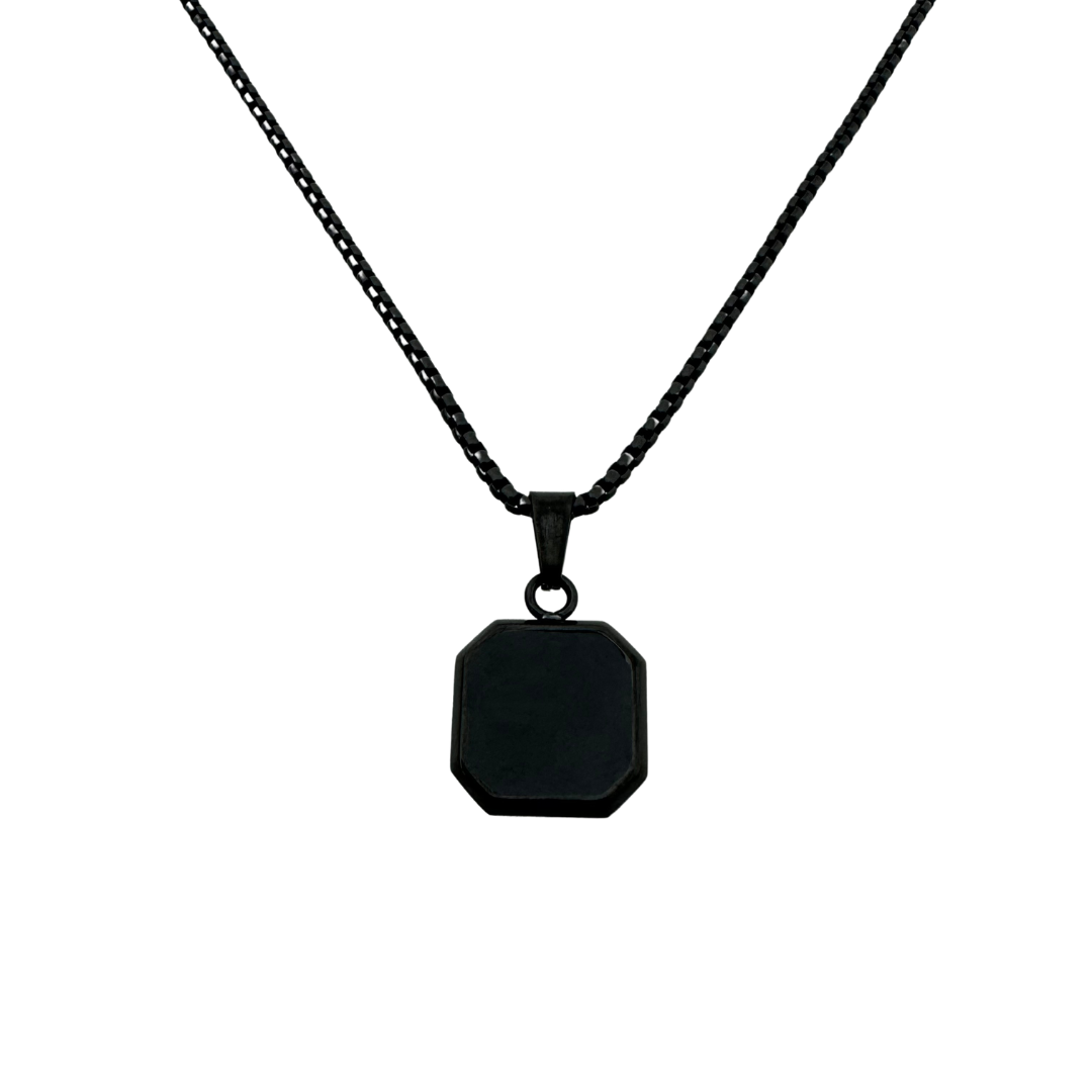 Black Stone Geometric Necklace