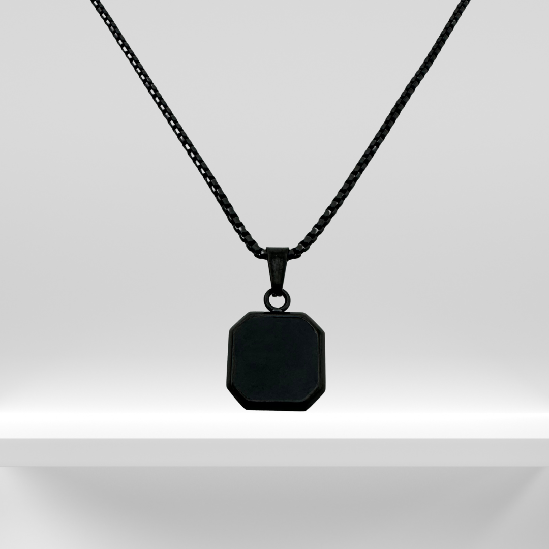 Black Stone Geometric Necklace